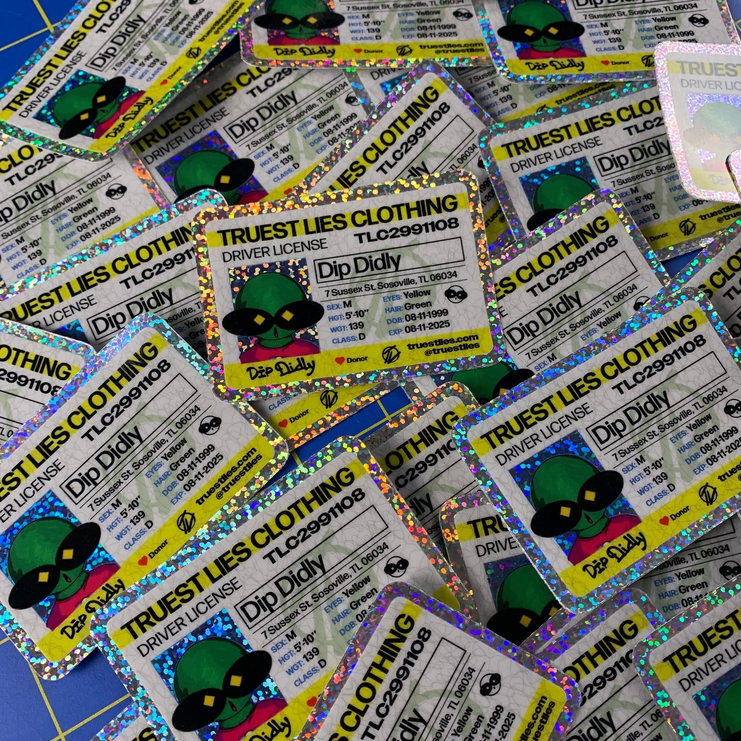 Dips Drivers License Glitter Stickers