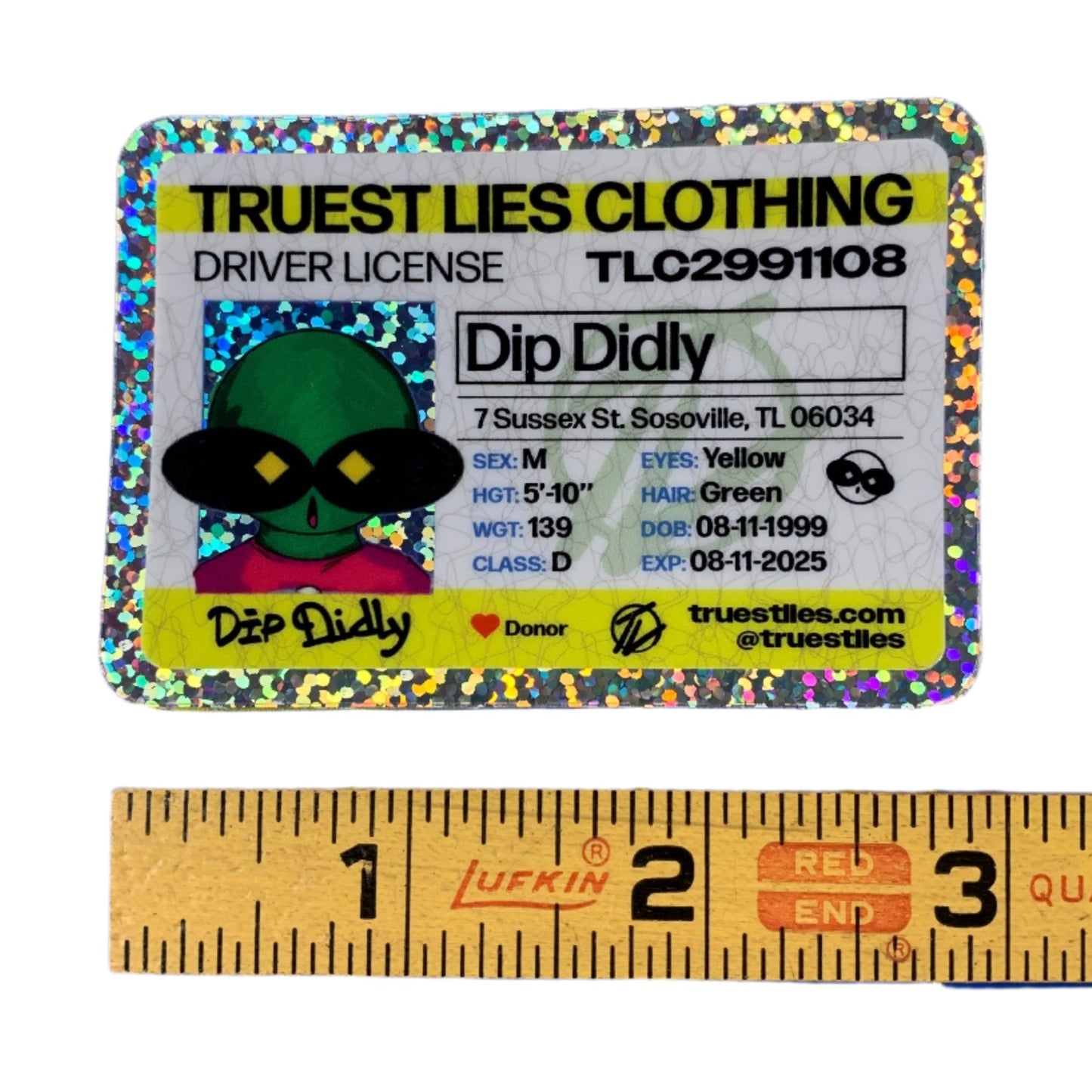 Dips Drivers License Glitter Stickers